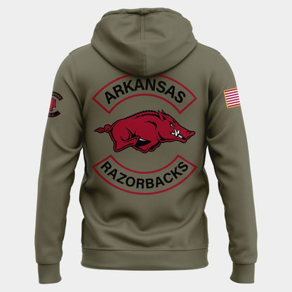 Limited Edition Arkansas Razorbacks 2025 Military Appreciation Hoodie.