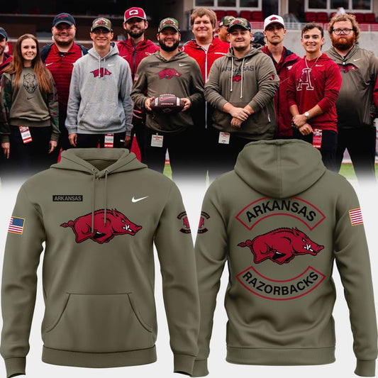 Limited Edition Arkansas Razorbacks 2025 Military Appreciation Hoodie.