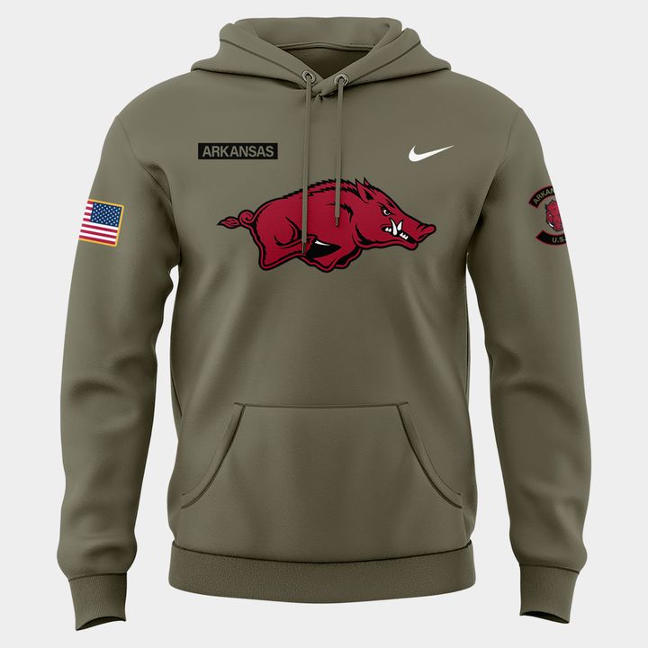 Limited Edition Arkansas Razorbacks 2025 Military Appreciation Hoodie.