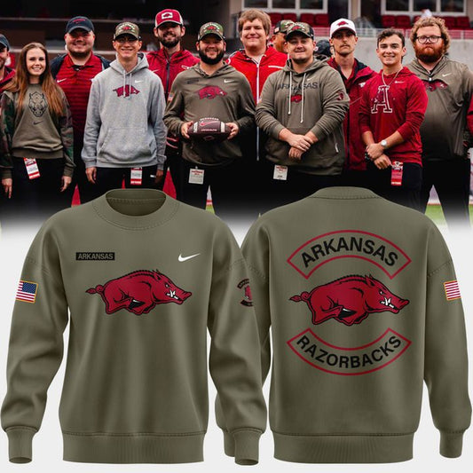 Limited Edition Arkansas Razorbacks 2025 Military Appreciation sweatshirt