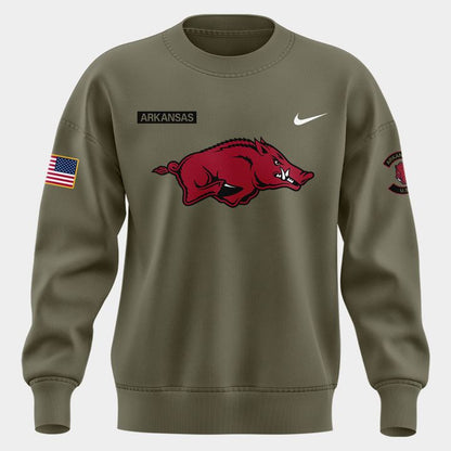 Limited Edition Arkansas Razorbacks 2025 Military Appreciation sweatshirt