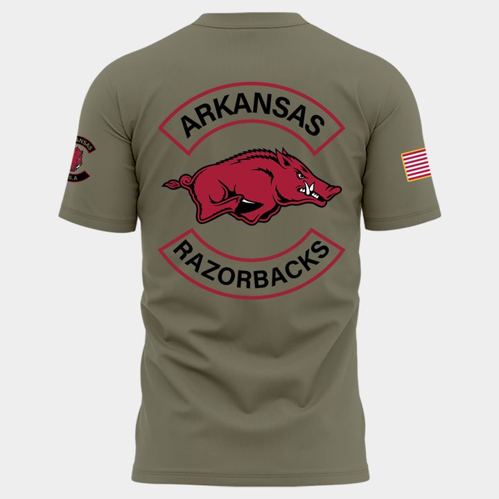 Limited Edition Arkansas Razorbacks 2025 Military Appreciation t-shirt.