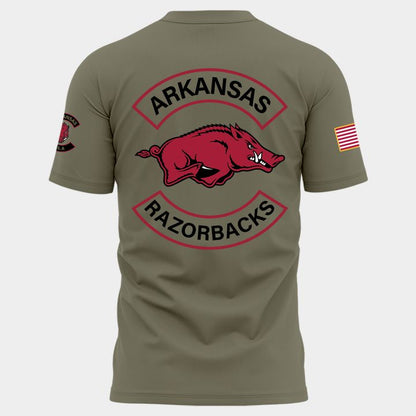 Limited Edition Arkansas Razorbacks 2025 Military Appreciation t-shirt.