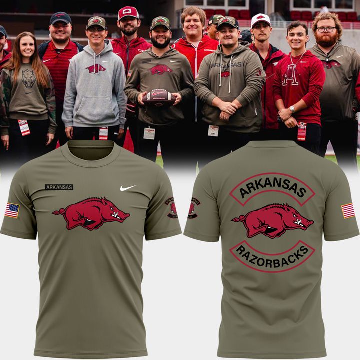 Limited Edition Arkansas Razorbacks 2025 Military Appreciation t-shirt.