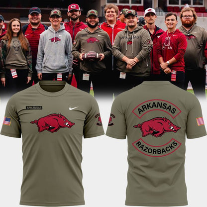 Limited Edition Arkansas Razorbacks 2025 Military Appreciation t-shirt.