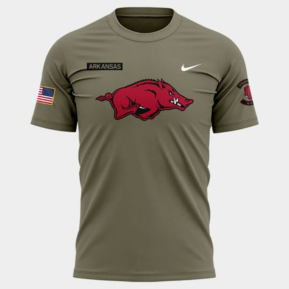 Limited Edition Arkansas Razorbacks 2025 Military Appreciation t-shirt.