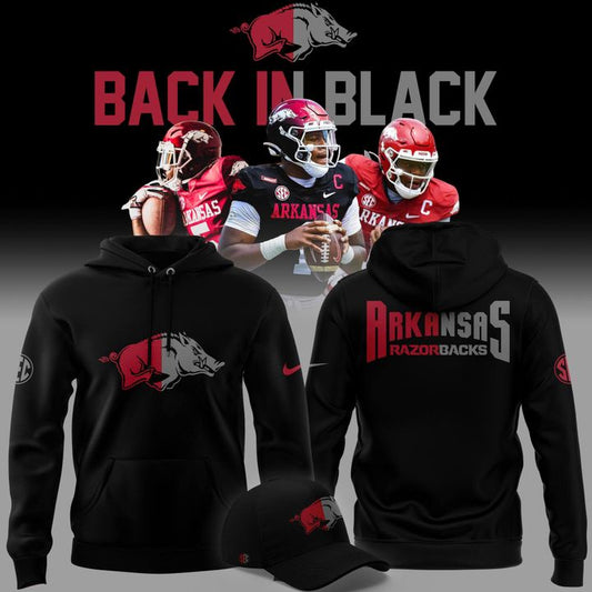 2025 Limited edition Hoodie Arkansas Razorback Football "Back In Black" for fans