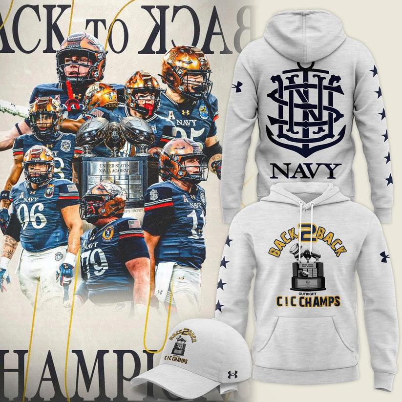 Navy Midshipmen – Back-to-Back CIC Trophy Champions 2025 Combo Hoodie