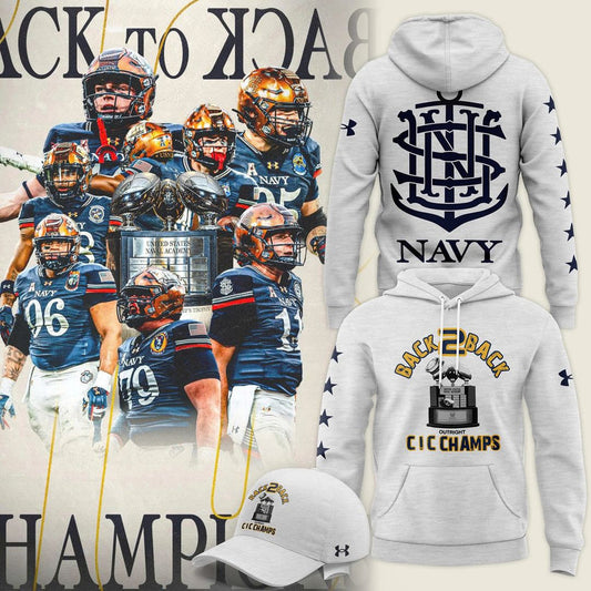Navy Midshipmen – Back-to-Back CIC Trophy Champions 2025 Combo Hoodie
