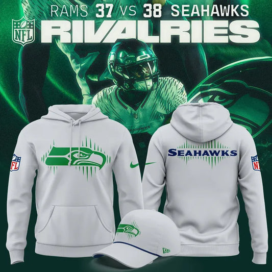 Men's Wolf Gray Seattle Seahawks 2025 Rivalries Collection Standard Issue Sideline Dri-FIT Hoodie (Updated Version)
