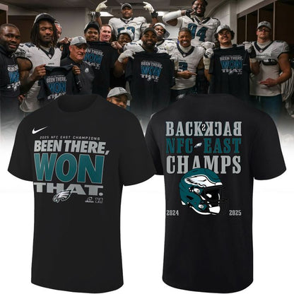 Limited edition Philadelphia Eagles 2025 NFC East Division Champions Locker Room Trophy Collection T-Shirt for fans