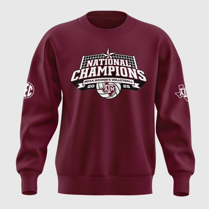 2025 Limited edition Sweatshirt Texas A&M Aggies women's volleyball National Champions for fans.