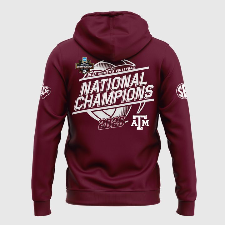 2025 Limited edition Hoodie Texas A&M Aggies women's volleyball National Champions for fans.