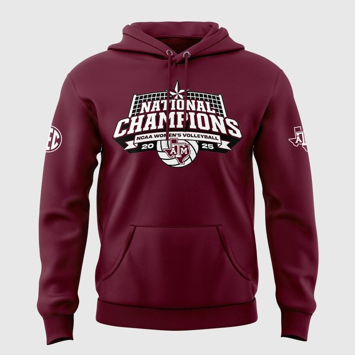 2025 Limited edition Hoodie Texas A&M Aggies women's volleyball National Champions for fans.