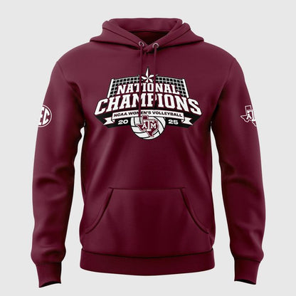2025 Limited edition Hoodie Texas A&M Aggies women's volleyball National Champions for fans.
