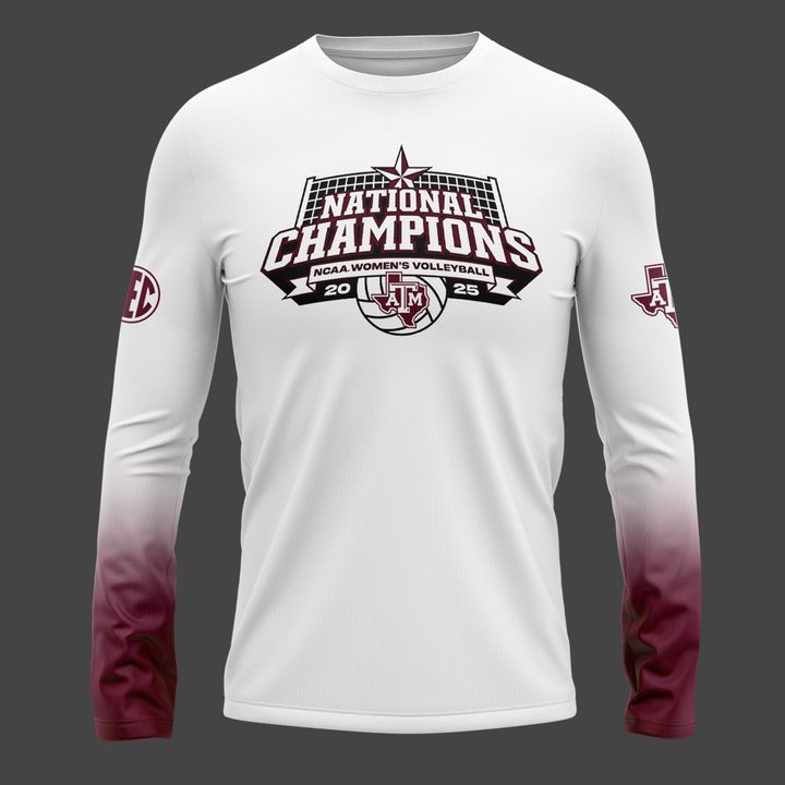 2025 Limited edition Long Tee Texas A&M Aggies women's volleyball National Champions for fans