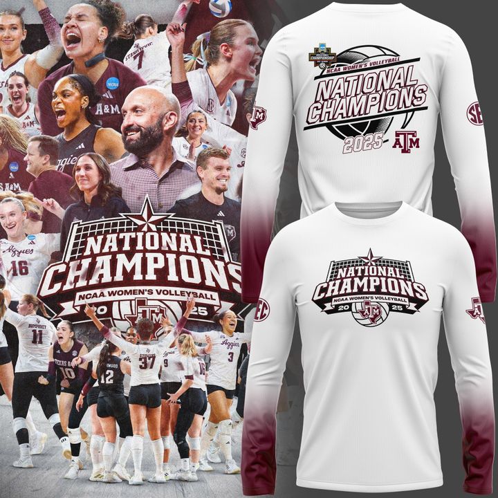 2025 Limited edition Long Tee Texas A&M Aggies women's volleyball National Champions for fans