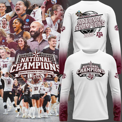 2025 Limited edition Long Tee Texas A&M Aggies women's volleyball National Champions for fans
