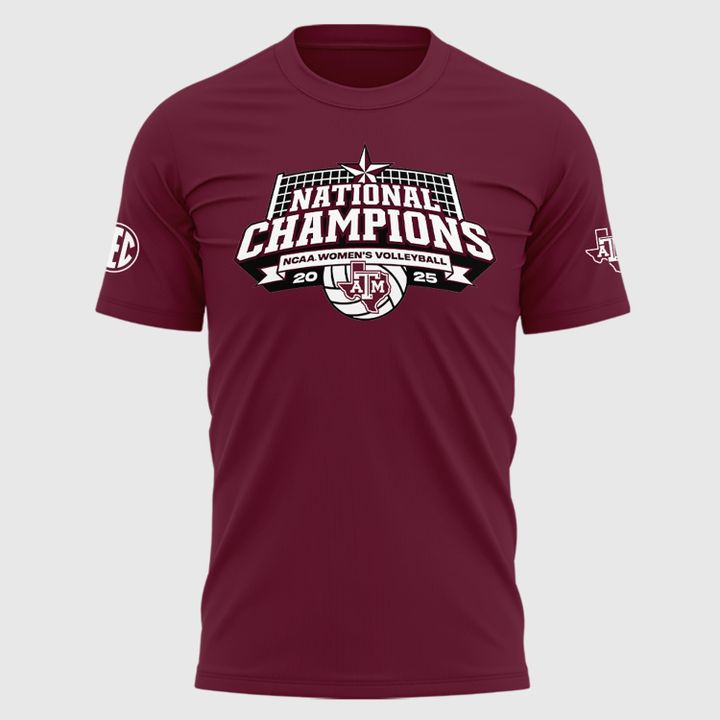 2025 Limited edition T-Shirt Texas A&M Aggies women's volleyball National Champions for fans.