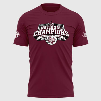 2025 Limited edition T-Shirt Texas A&M Aggies women's volleyball National Champions for fans.