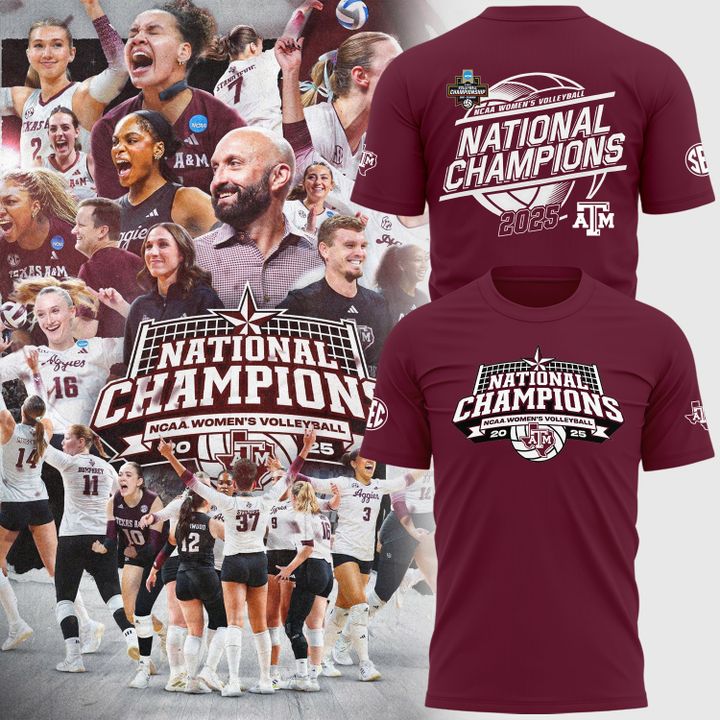 2025 Limited edition T-Shirt Texas A&M Aggies women's volleyball National Champions for fans.
