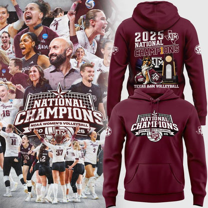 2025 Limited edition Hoodie Texas A&M Aggies women's volleyball National Champions for fans!