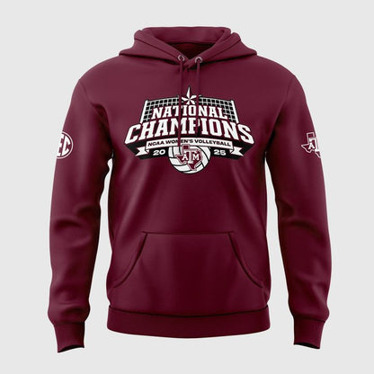 2025 Limited edition Hoodie Texas A&M Aggies women's volleyball National Champions for fans!