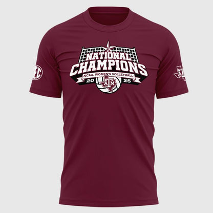 2025 Limited edition T-Shirt Texas A&M Aggies women's volleyball National Champions