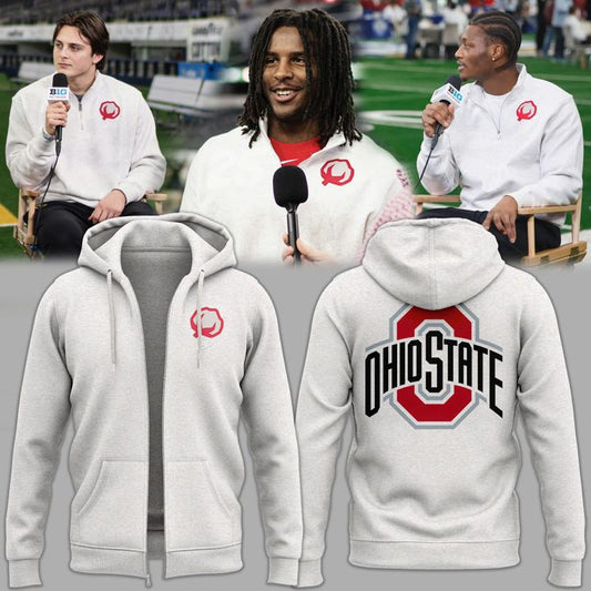 Special 2025 Cotton Bowl White Uniform Ohio State Football Zip Hoodie