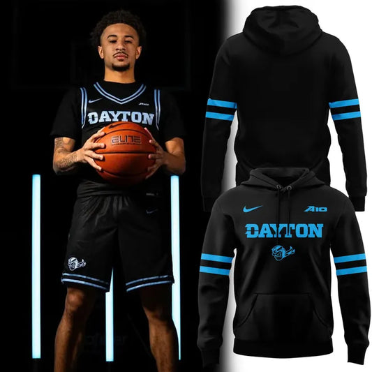 Special 2026 Stealth Black Dayton Men's Basketball Hoodie 2