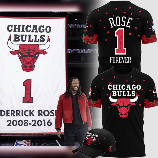 2026 Limited edition SIGNED D-Rose T-Shirt Chicago Bulls - Black