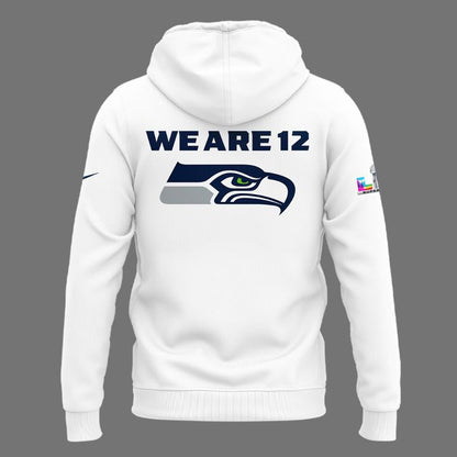 2026 Seattle Seahawks "We. Did. Not. Care." White Hoodie V2