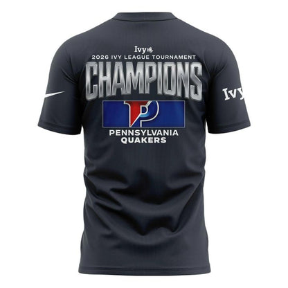 Pennsylvania Quakers Blue 84 Unisex 2026 Ivy League Men's Basketball Tournament Champions T-Shirt (Updated Version)