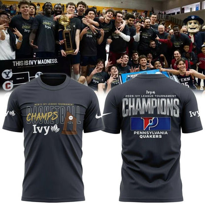 Pennsylvania Quakers Blue 84 Unisex 2026 Ivy League Men's Basketball Tournament Champions T-Shirt (Updated Version)