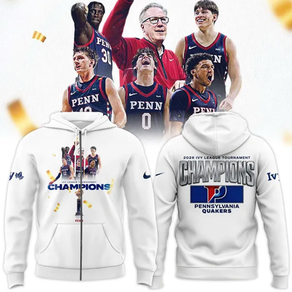 Pennsylvania Quakers Blue 84 Unisex 2026 Ivy League Men's Basketball Tournament Champions Zip Hoodie