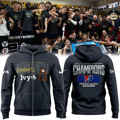 Pennsylvania Quakers Blue 84 Unisex 2026 Ivy League Men's Basketball Tournament Champions Zip Hoodie