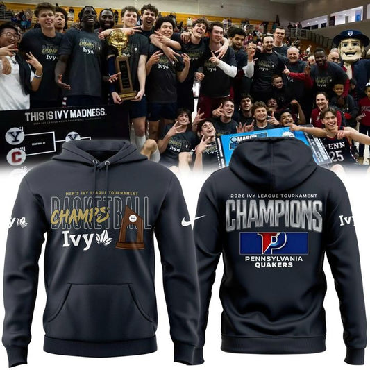 Pennsylvania Quakers Blue 84 Unisex 2026 Ivy League Men's Basketball Tournament Champions Hoodie (Updated Version)