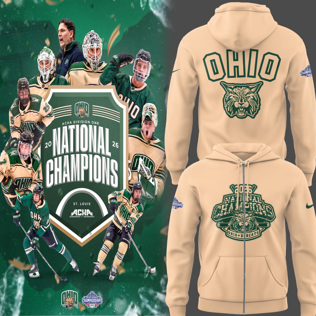 Limited Edition Ohio Bobcat ACHA National Champions 2026🏆Zip Hoodie