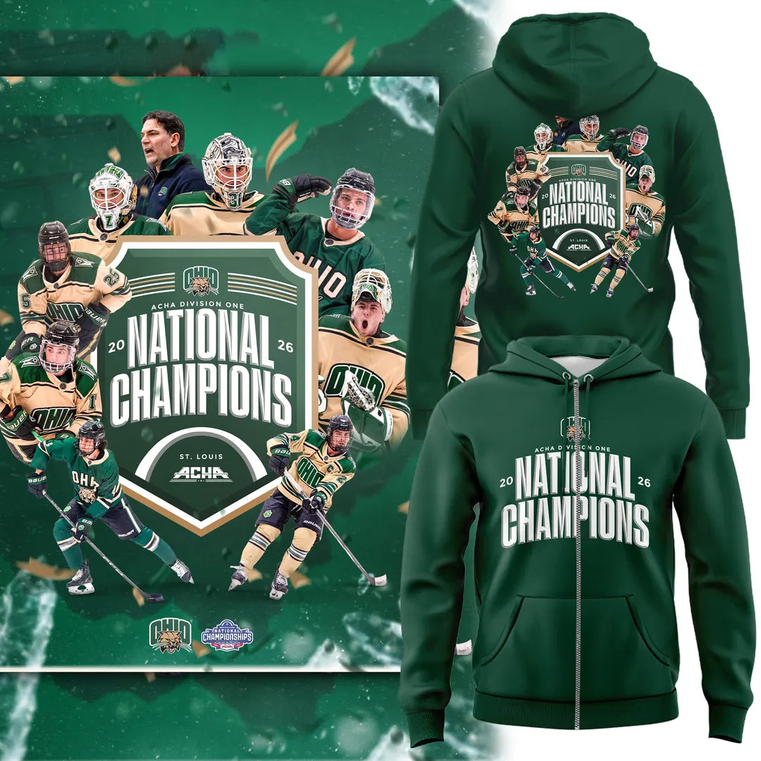 Limited Edition Ohio Bobcat ACHA National Champions 2026🏆Zip Hoodie