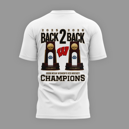 Wisconsin Badgers 2026 NCAA Frozen Four Women's Ice Hockey National Champions Tshirt