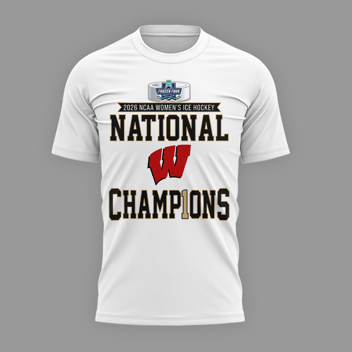 Wisconsin Badgers 2026 NCAA Frozen Four Women's Ice Hockey National Champions Tshirt