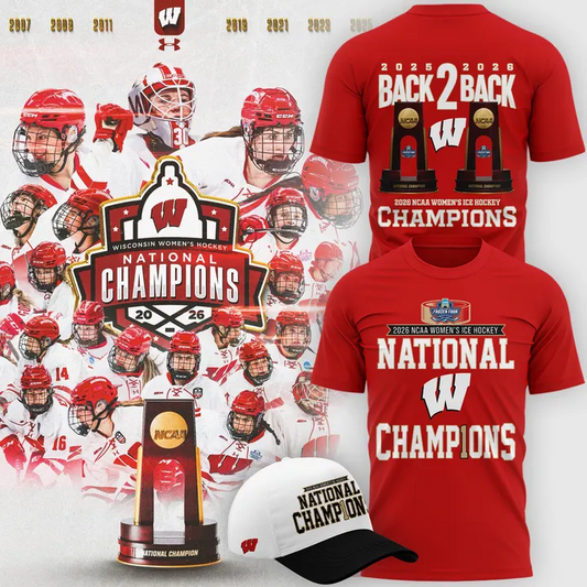 01.Wisconsin Badgers 2026 NCAA Frozen Four Women's Ice Hockey National Champions Tshirt
