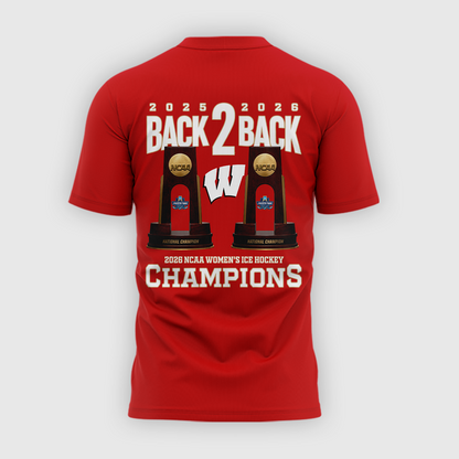 01.Wisconsin Badgers 2026 NCAA Frozen Four Women's Ice Hockey National Champions Tshirt