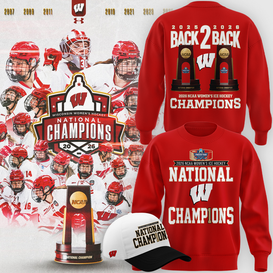 01.Wisconsin Badgers 2026 NCAA Frozen Four Women's Ice Hockey National Champions Sweatshirt