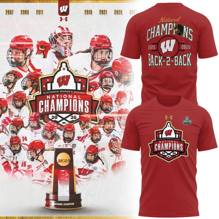 Special 2026 Women's Ice Hockey National Champions Back-To-Back Wisconsin Hockey T-Shirt