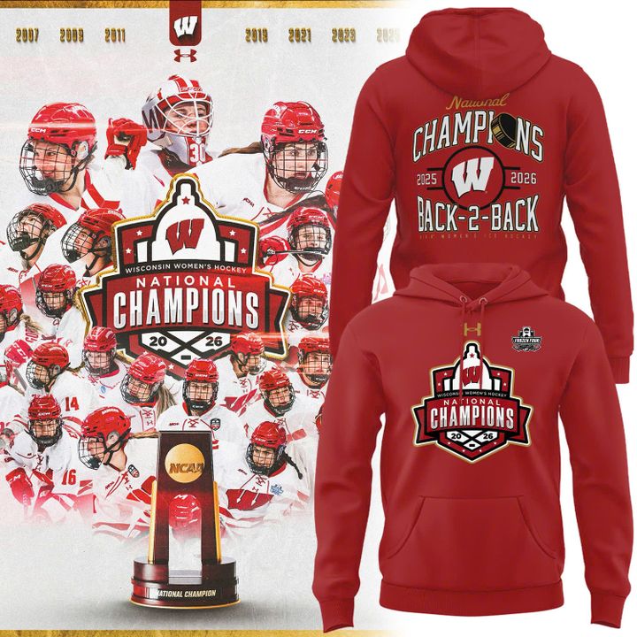 Special 2026 Women's Ice Hockey National Champions Back-To-Back Wisconsin Hockey Hoodie