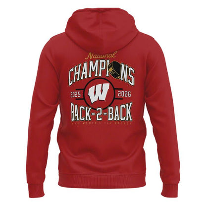 Special 2026 Women's Ice Hockey National Champions Back-To-Back Wisconsin Hockey Hoodie