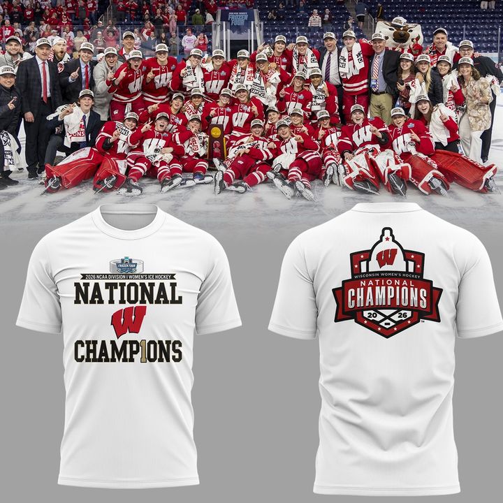 10.Wisconsin Badgers 2026 NCAA Frozen Four Women's Ice Hockey National Champions Tshirt