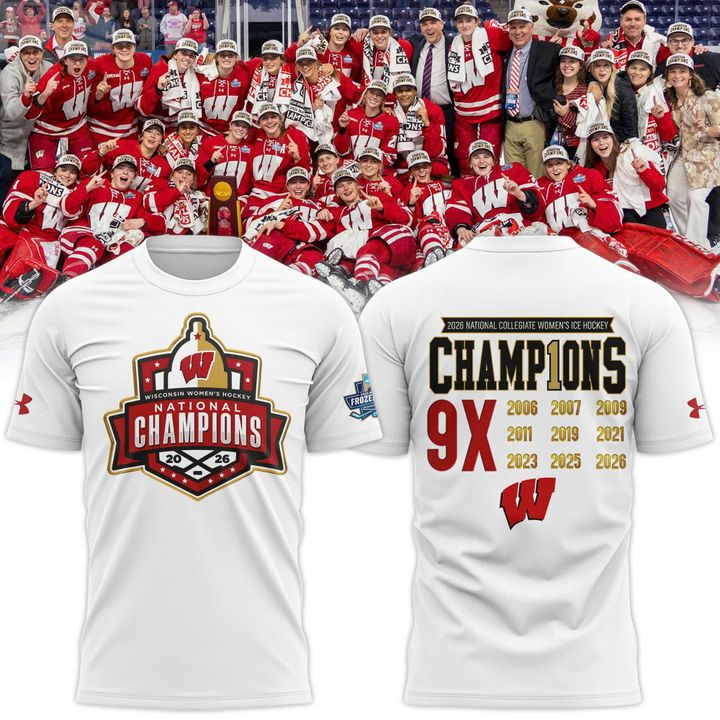 14.Wisconsin Badgers 2026 NCAA Frozen Four Women's Ice Hockey National Champions Tshirt