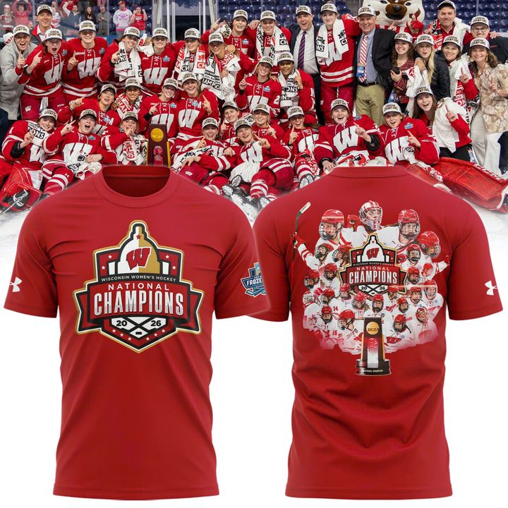 15.Wisconsin Badgers 2026 NCAA Frozen Four Women's Ice Hockey National Champions Tshirt
